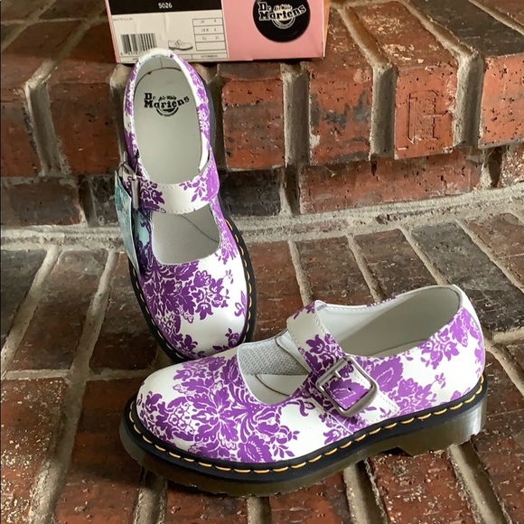 Dr. Martens Shoes - RARE Dr Martens Air Wair Flocked Mary Janes NIB
